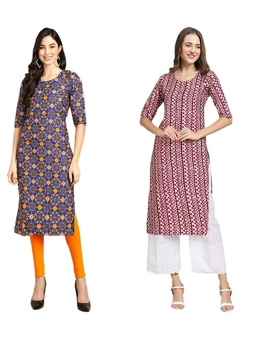 pack of 2 printed straight kurta - 19309853 - Very Small Image - 1
