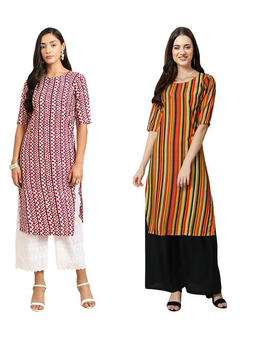 pack of 2 printed straight kurta - 19309908 - Very Small Image - 1