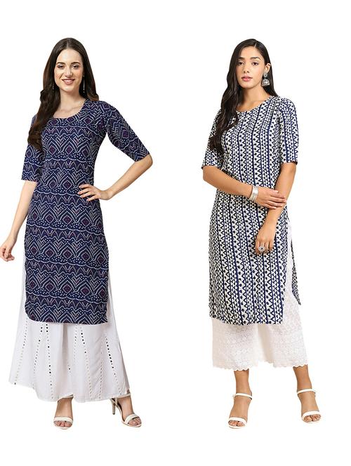 pack of 2 printed straight kurta - 19309975 - Very Small Image - 1
