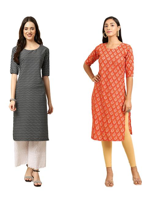pack of 2 printed straight kurta - 19309986 - Very Small Image - 1