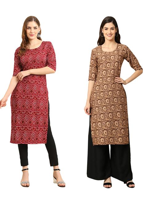 pack of 2 printed straight kurta - 19310057 - Very Small Image - 1
