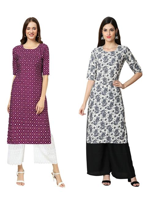 pack of 2 printed straight kurta - 19310224 - Very Small Image - 1