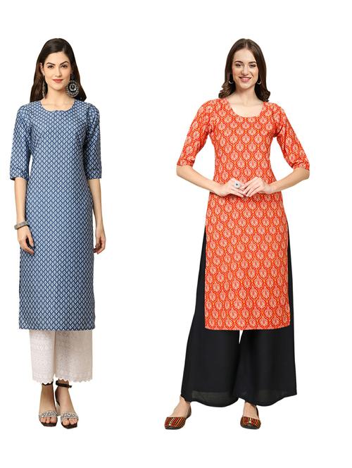 pack of 2 printed straight kurta - 19310241 - Very Small Image - 1