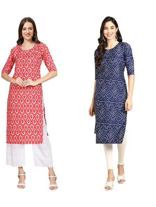 pack of 2 printed straight kurta - 19310280 - Very Small Image - 1