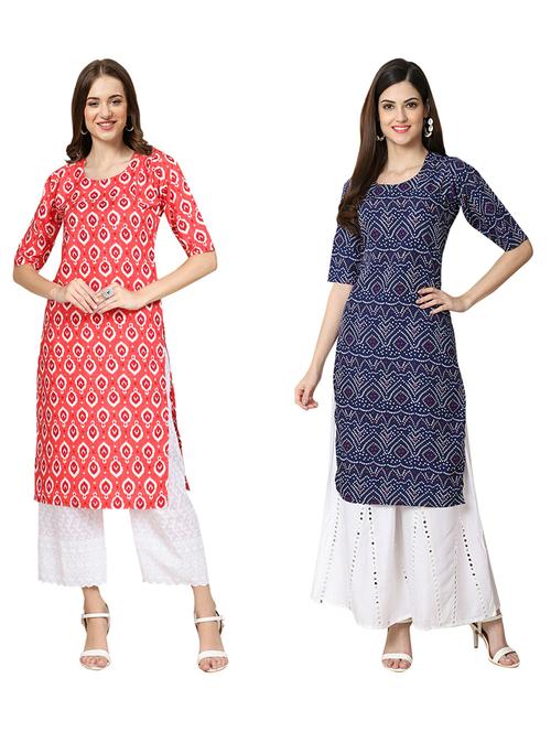 pack of 2 printed straight kurta - 19310379 - Very Small Image - 1