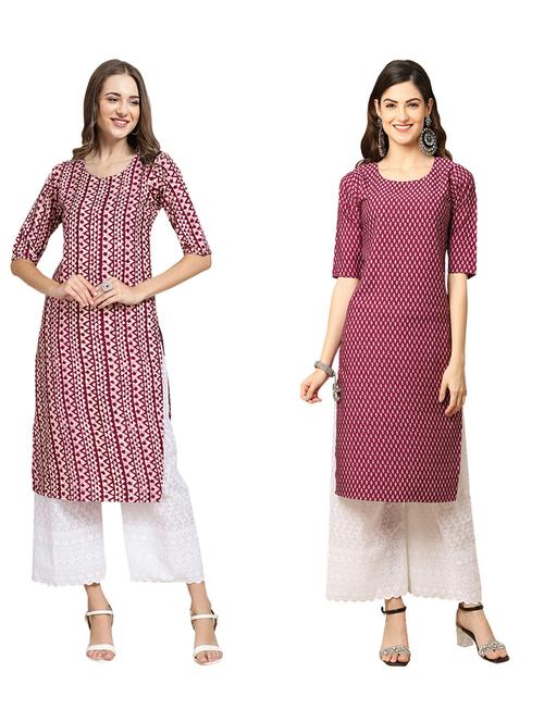 pack of 2 printed straight kurta - 19310385 - Very Small Image - 1