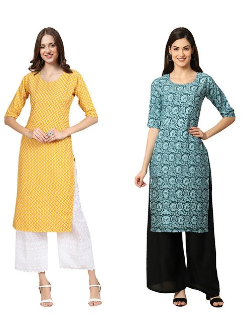 pack of 2 printed straight kurta - 19310402 - Very Small Image - 1