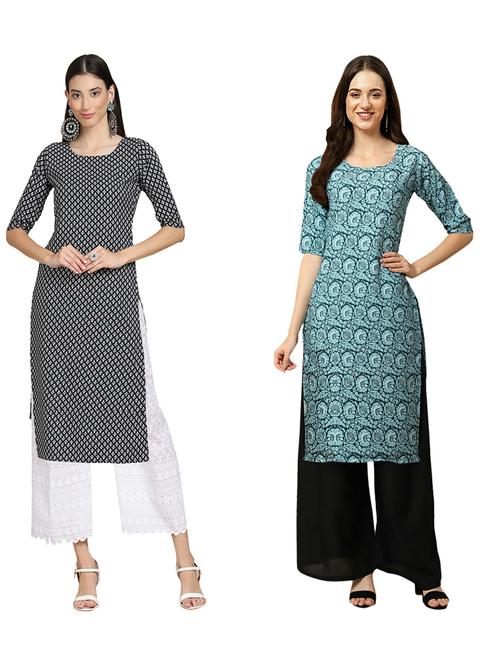 pack of 2 printed straight kurta - 19310586 - Very Small Image - 1