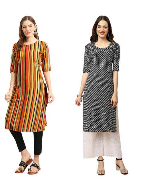 pack of 2 printed straight kurta - 19310853 - Very Small Image - 1