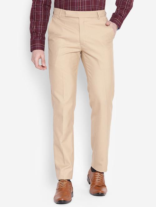 beige polyester chinos casual trousers - 19313544 - Very Small Image - 1