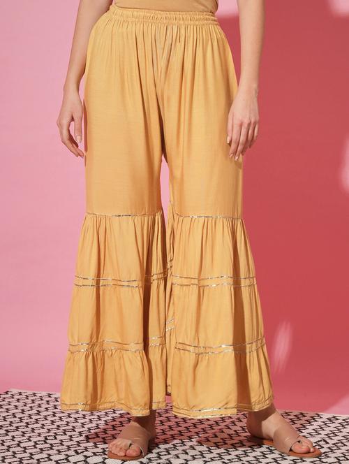 beige solid palazzo - 19313559 - Very Small Image - 1