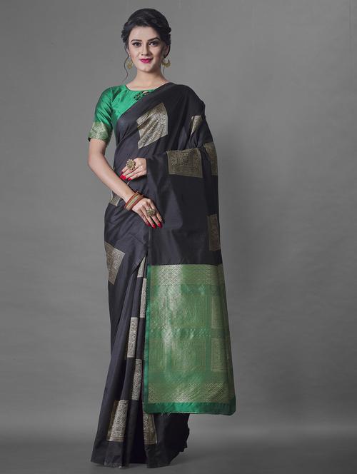 self design banarasi saree with blouse - 19314465 - Very Small Image - 1
