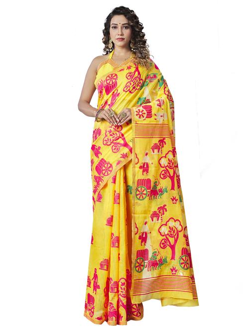 yellow printed bollywood saree - 19314524 - Very Small Image - 1