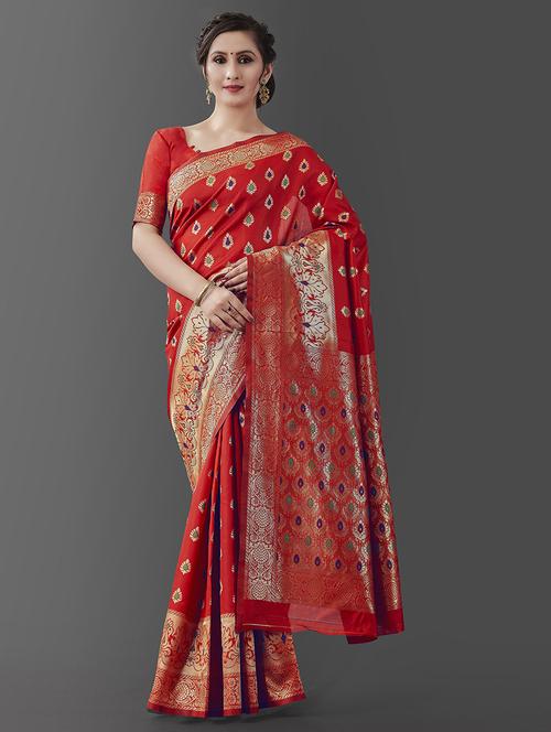 multi colored self design saree with blouse - 19314606 - Very Small Image - 1