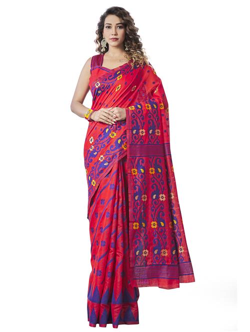 pink self design saree with blouse - 19314738 - Very Small Image - 1