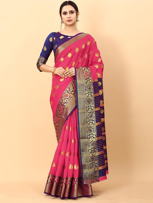 self design kanjivaram saree with blouse - 19315207 - Very Small Image - 1