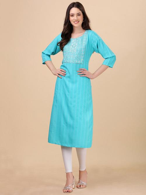 solids rayon straight kurta - 19323002 - Very Small Image - 1