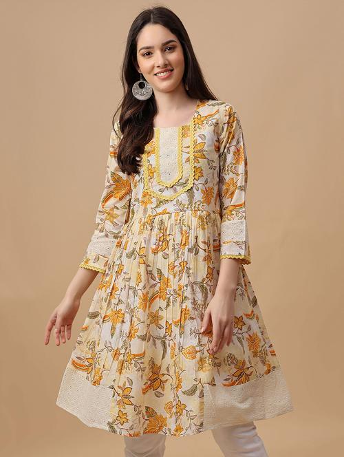 florals printed flared kurta - 19323003 - Very Small Image - 1
