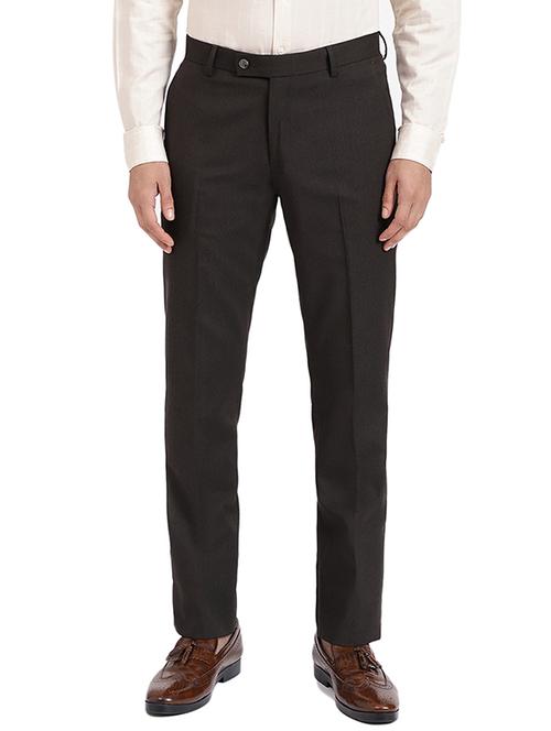 brown solid formal trouser - 19323313 - Very Small Image - 1