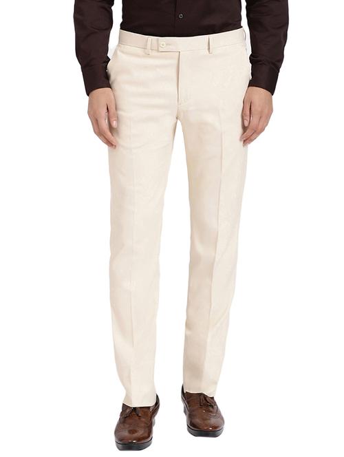 beige solid formal trouser - 19323317 - Very Small Image - 1