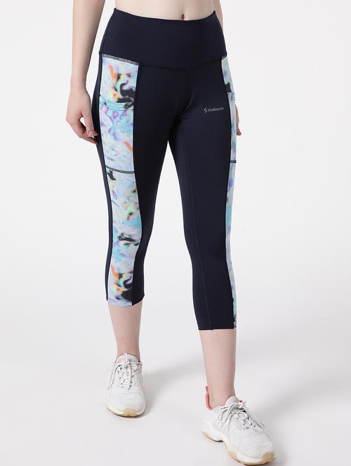 navy blue printed sports capri - 19325716 - Very Small Image - 1