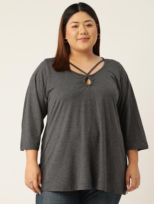 women's straight round neck top - 19326120 - Very Small Image - 1
