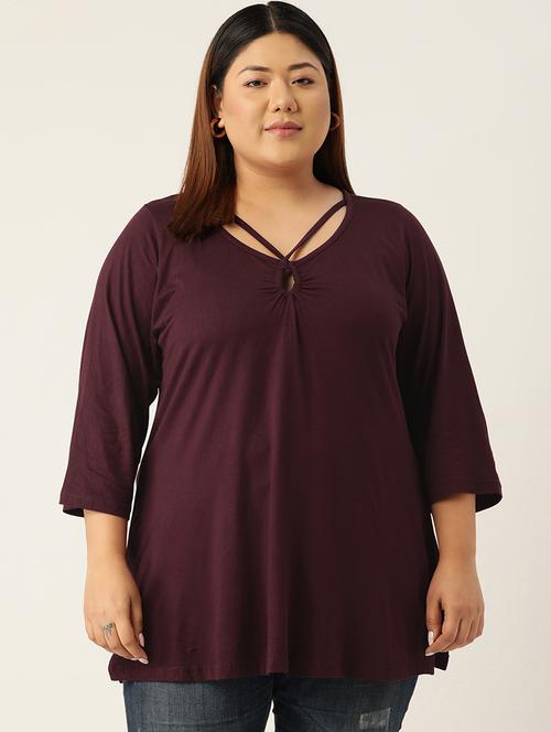 women's a line round neck top - 19326121 - Very Small Image - 1