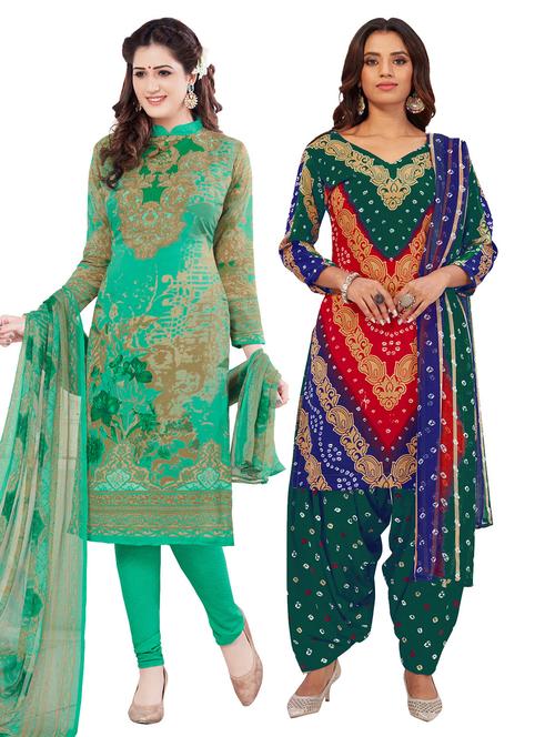 pack of 2 printed unstitched suit sets - 19326908 - Very Small Image - 1