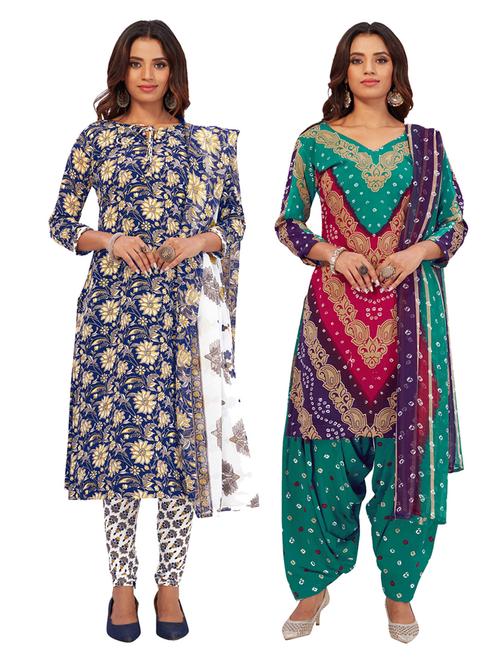 pack of 2 printed unstitched suit set - 19327408 - Very Small Image - 1