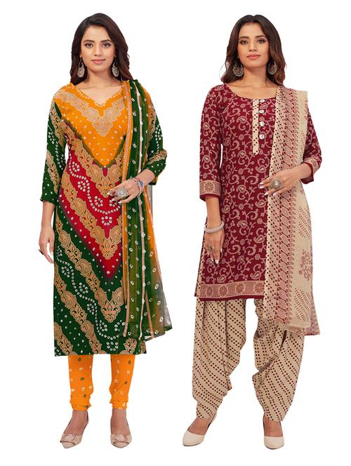 pack of 2 printed unstitched suit set - 19327537 - Very Small Image - 1