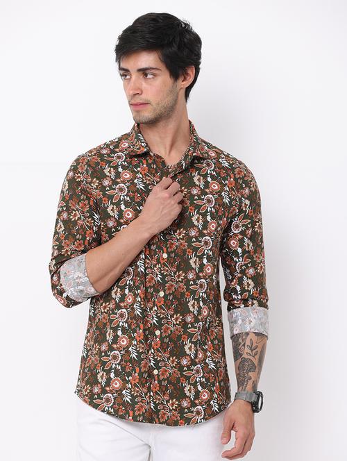 mens florals casual shirt - 19328113 - Very Small Image - 1