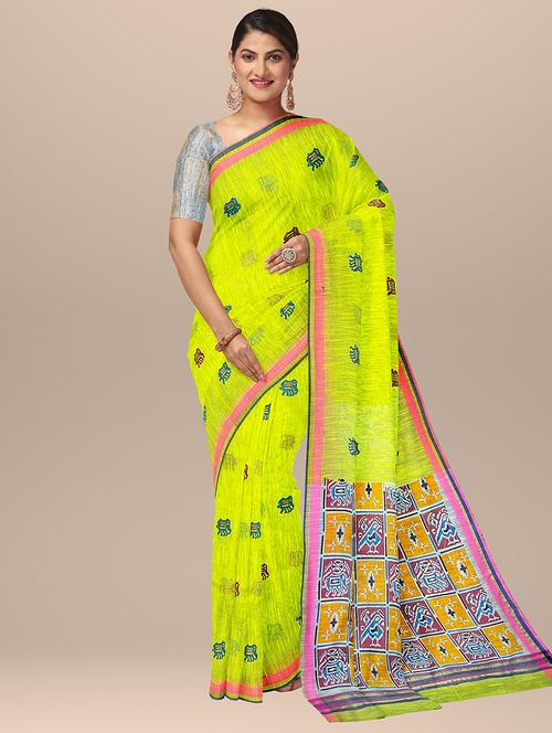women's quirky yellow colored saree - 19328860 - Very Small Image - 1