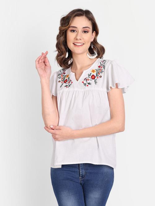 women's a line v neck top - 19329156 - Very Small Image - 1