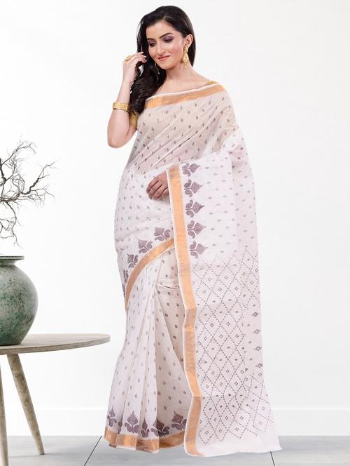 women's self design white colored saree - 19329312 - Very Small Image - 1