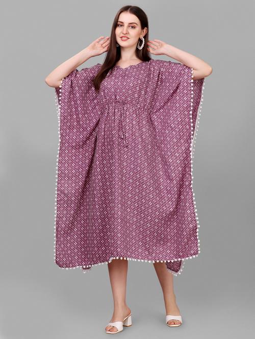 printed polyester kaftan dresses - 19333029 - Very Small Image - 1