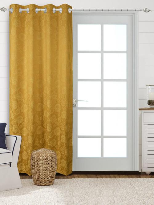 saral home yellow cotton 100% blackout 1 piece long door curtains (4x9 feet) - 19334227 - Very Small Image - 1
