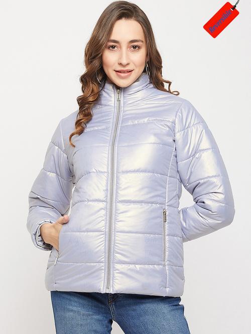 mandarin collar solid bomber/biker jacket - 19334975 - Very Small Image - 1