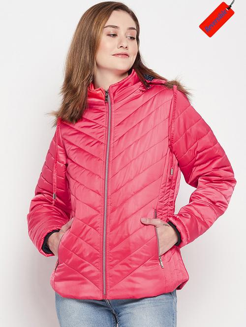 hood neck solid bomber/biker jacket - 19335024 - Very Small Image - 1