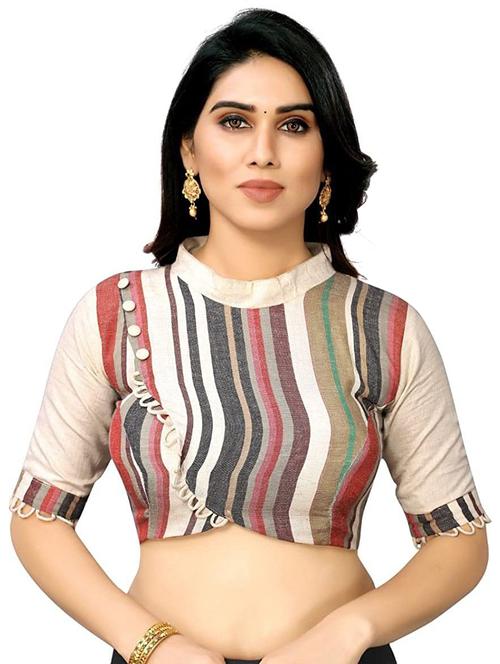 round neck striped regular blouse - 19335149 - Very Small Image - 1