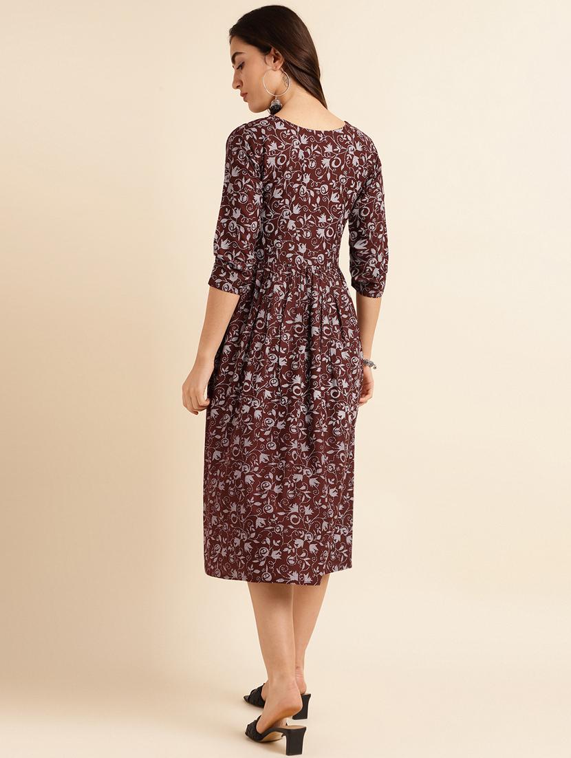 printed rayon flared dress - 19337188 - Standard Image - 4