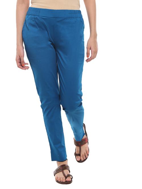 navy blue cotton tapered pant - 19338690 - Very Small Image - 1