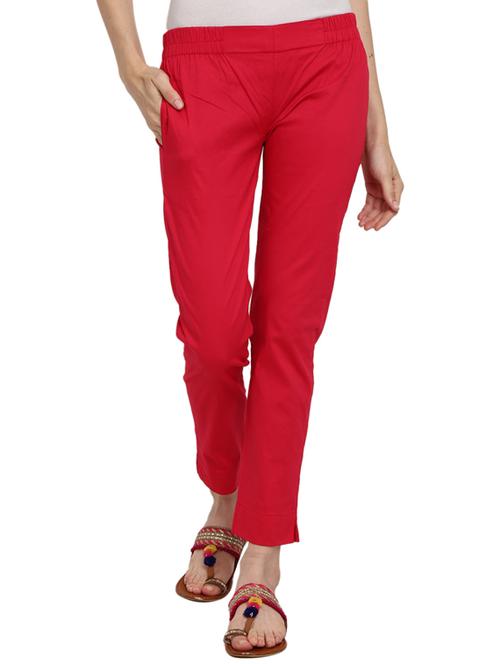 pink cotton straight tapered pant - 19338709 - Very Small Image - 1