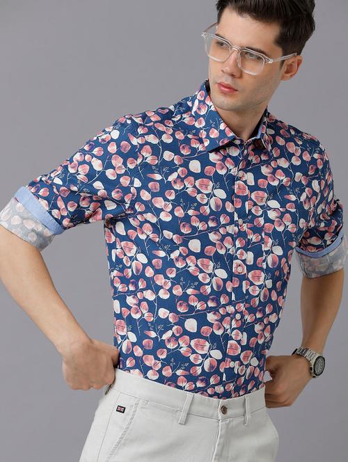 mens leaf print casual shirt - 19338867 - Very Small Image - 1