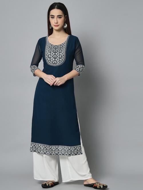 women's straight kurta - 19340002 - Very Small Image - 1