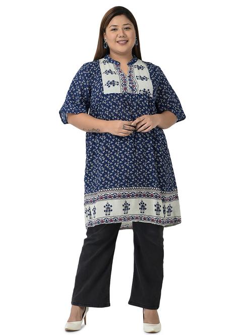 women's a line mandarin neck top - 19343086 - Very Small Image - 1