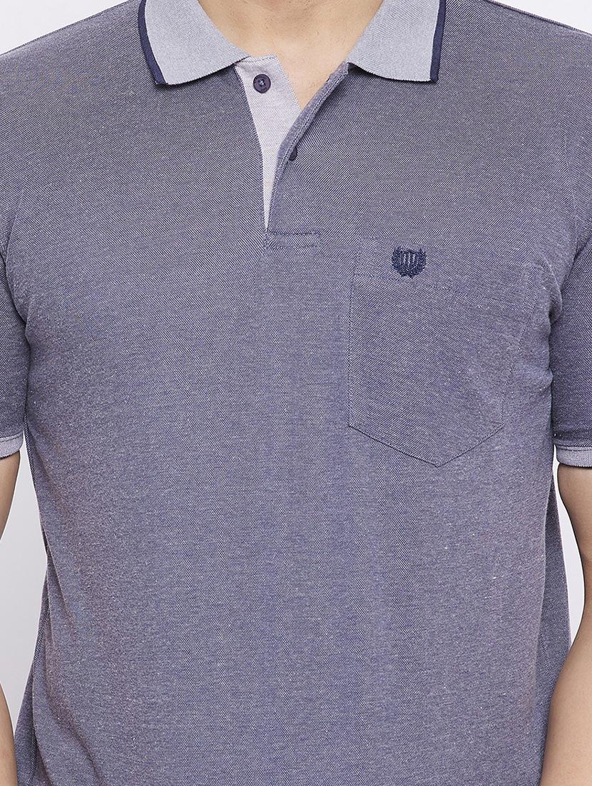 men blue slim fit solid short sleeve polo t-shirt - 19344340 - Zoom Image - 3