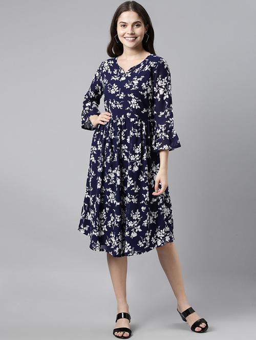 women's fit & flare floral dress - 19345980 - Very Small Image - 1