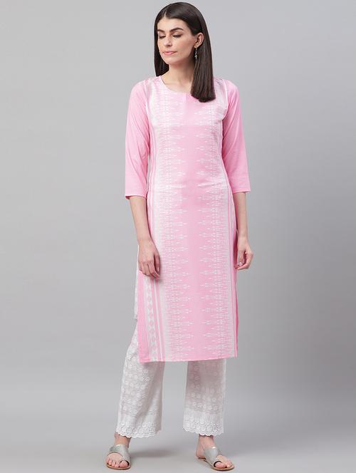 pink crepe straight kurta - 19346341 - Very Small Image - 1
