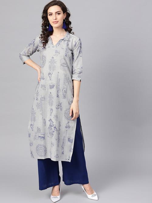 printed straight kurta - 19346730 - Very Small Image - 1