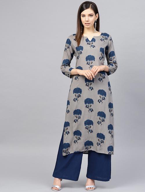 printed straight kurta - 19346777 - Very Small Image - 1